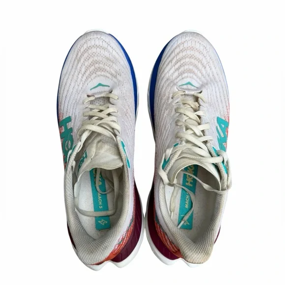 Hoka One One Mach 5 White Flame Running Training Shoes 1127893-WFM Size US 9.5D - Picture 7 of 9